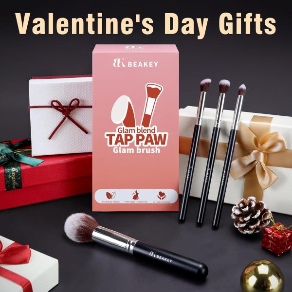BEAKEY Makeup Brushes Set, Professional Foundation Eyeshadow Concealer Blush Powder Bronzer Applicator, 2 Blender Sponge with Beauty Paper Case, Valentines Day Gifts for Her - Image 2